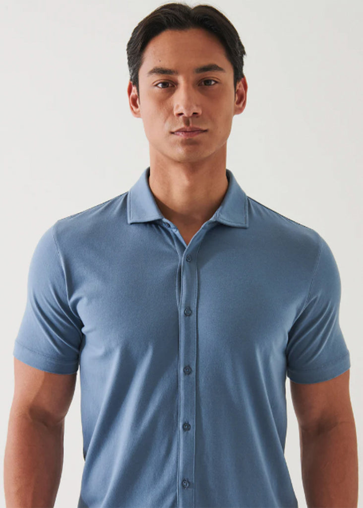 Patrick Assaraf Short Sleeve Iconic B.FRT Shirt | Steel Blue - Jordan Lash Charleston