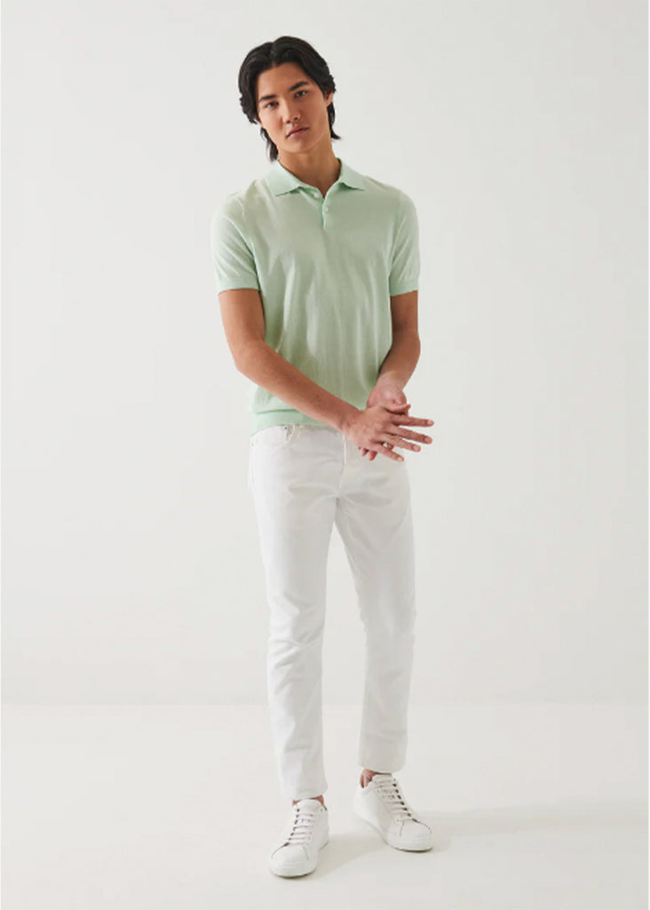 Patrick Assaraf Short Sleeve Cotton Cupro 3 Button Polo | Lime - Jordan Lash Charleston