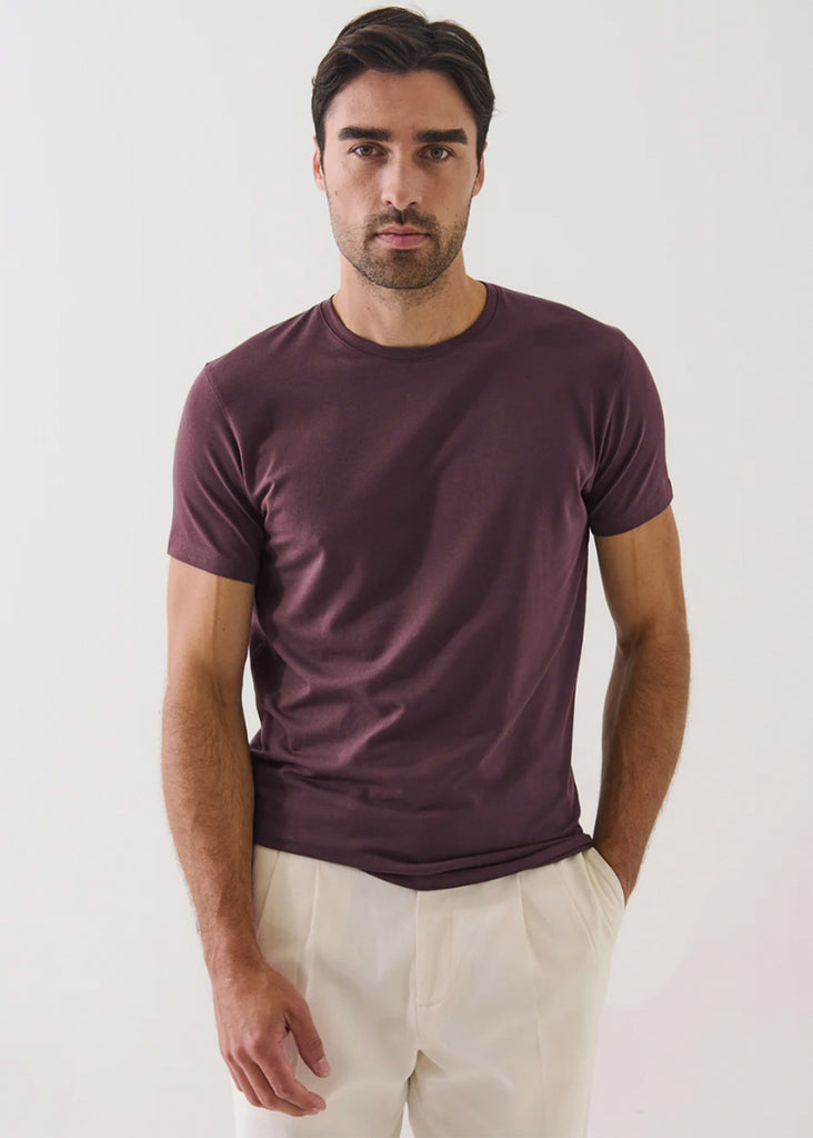 Patrick Assaraf Short Sleeve Iconic Pima Stretch Crew | Bordeaux - Jordan Lash Charleston