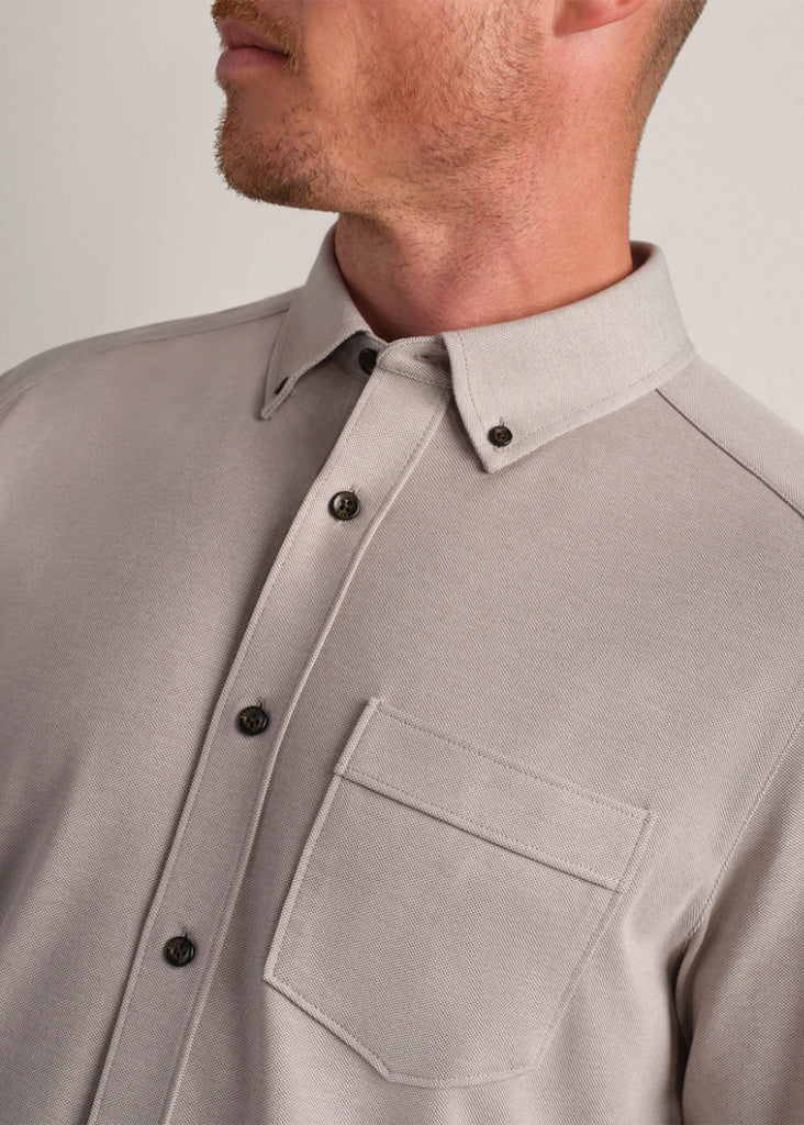 Rhone Effortless Oxford Button Down Shirt | Foggy Taupe Heather - Jordan Lash Charleston