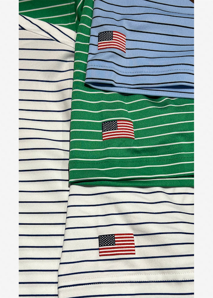 Fairway & Greene Men's Michael Stripe Polo w/ Palmetto and USA Embroidery | Turf - Jordan Lash Charleston