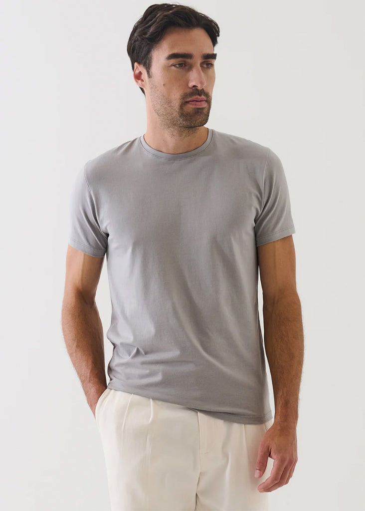 Patrick Assaraf Short Sleeve Iconic Pima Stretch Crew | Smog - Jordan Lash Charleston