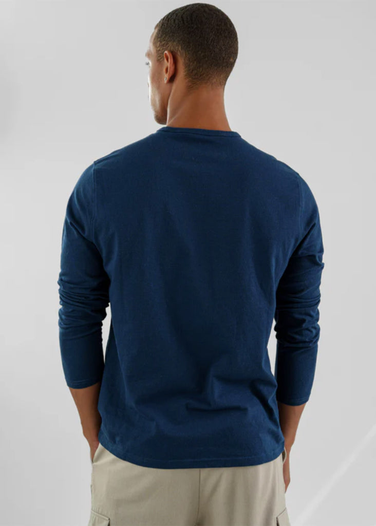 Stone Rose Long Sleeve Solid 3 Button Henley | Navy - Jordan Lash Charleston