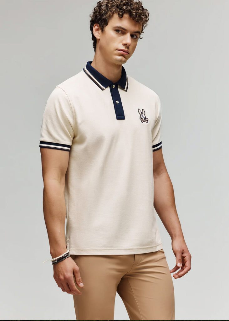 Psycho Bunny Wade Pique Polo | White Cap Grey - Jordan Lash Charleston