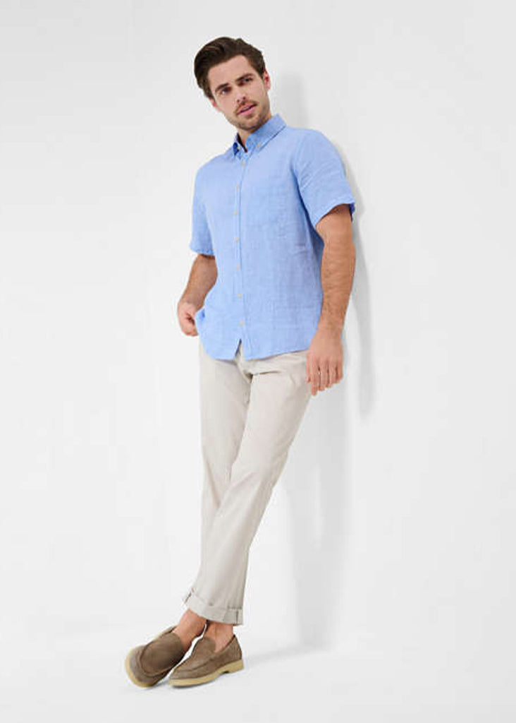 Brax Pure Linen Dan C Shirt | Smooth Blue - Jordan Lash Charleston