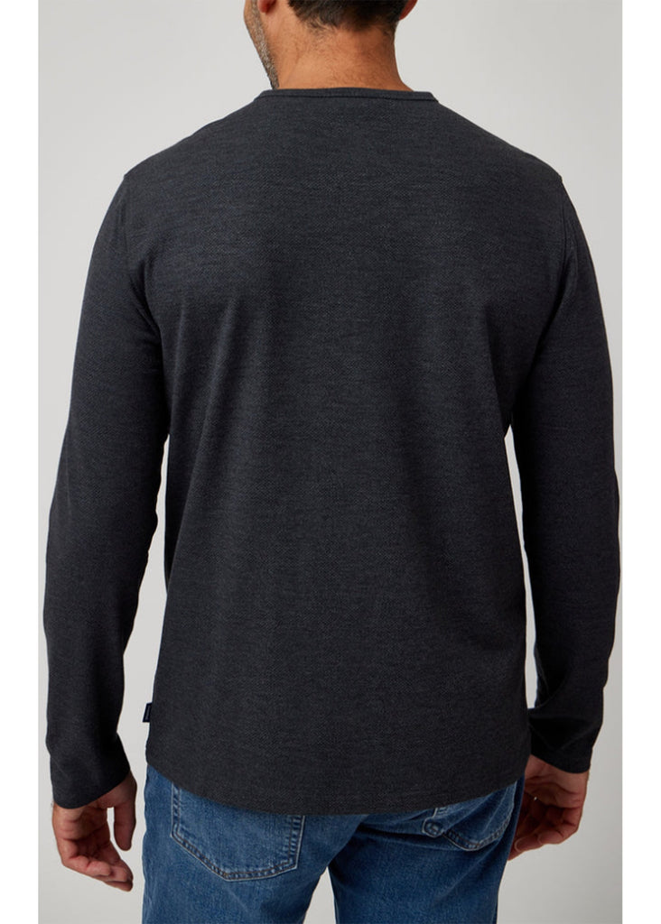 Stone Rose Long Sleeve Solid 3 Button Henley | Charcoal - Jordan Lash Charleston