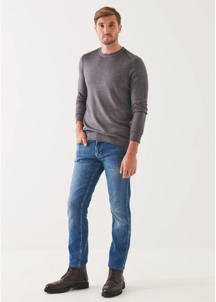 Patrick Assaraf Long Sleeve Extra Fine Merino Cold-Dye Crew Sweater | Slate - Jordan Lash Charleston
