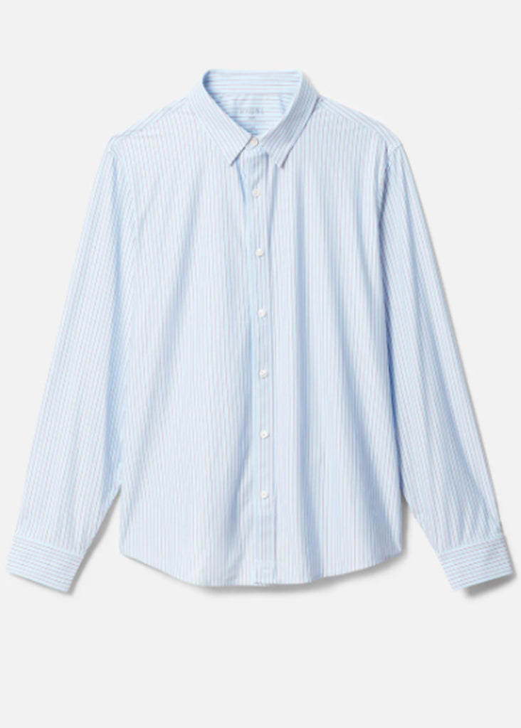 Rhone Commuter Shirt Slim Fit | Light Blue and Burnt Coral Stripe - Jordan Lash Charleston