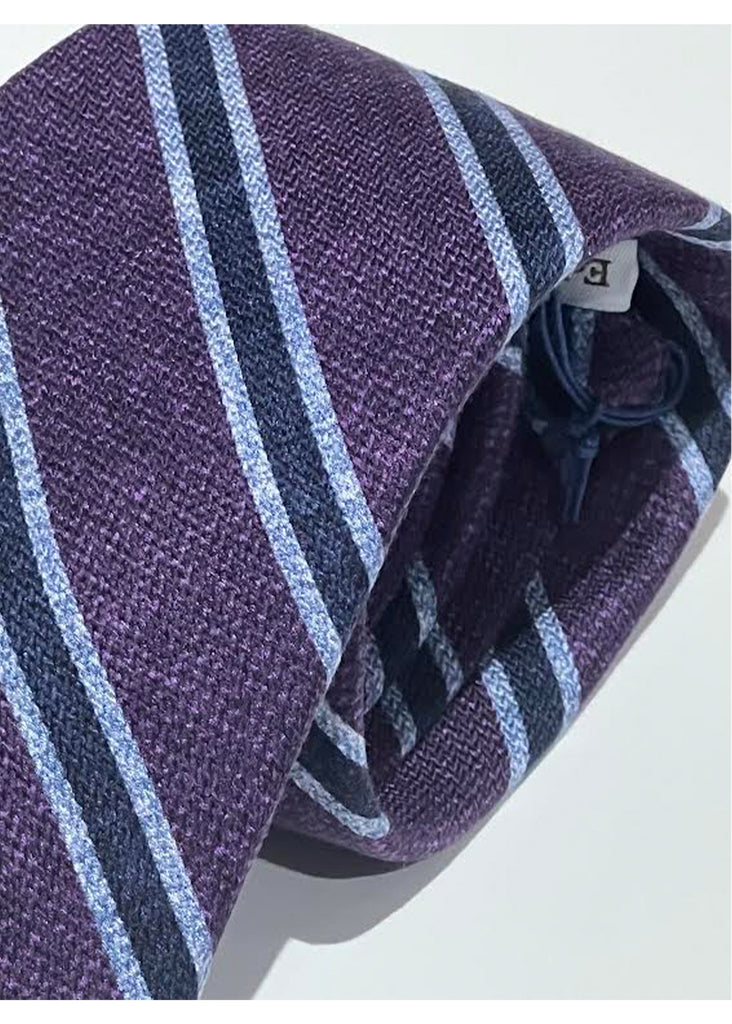 Edward Armah Stripes Tie | Purple, Grey and Navy - Jordan Lash Charleston