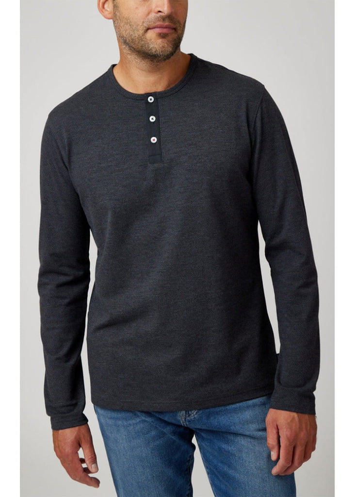 Stone Rose Long Sleeve Solid 3 Button Henley | Charcoal - Jordan Lash Charleston