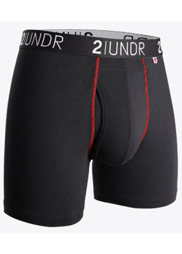 2 UNDR Swing Shift 6 Inch Boxer Brief | Black and Red - Jordan Lash Charleston