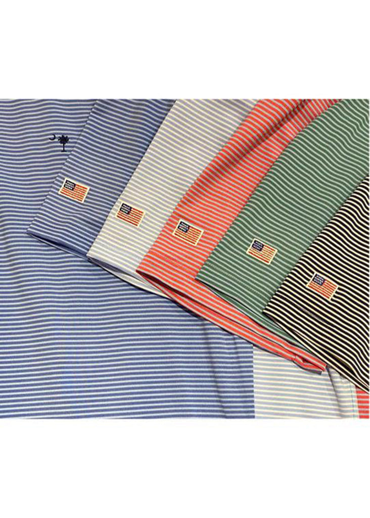 Fairway & Greene Men's USA Mini Stripe Jersey Polo w/ Palmetto and USA Embroidery | Bluff - Jordan Lash Charleston