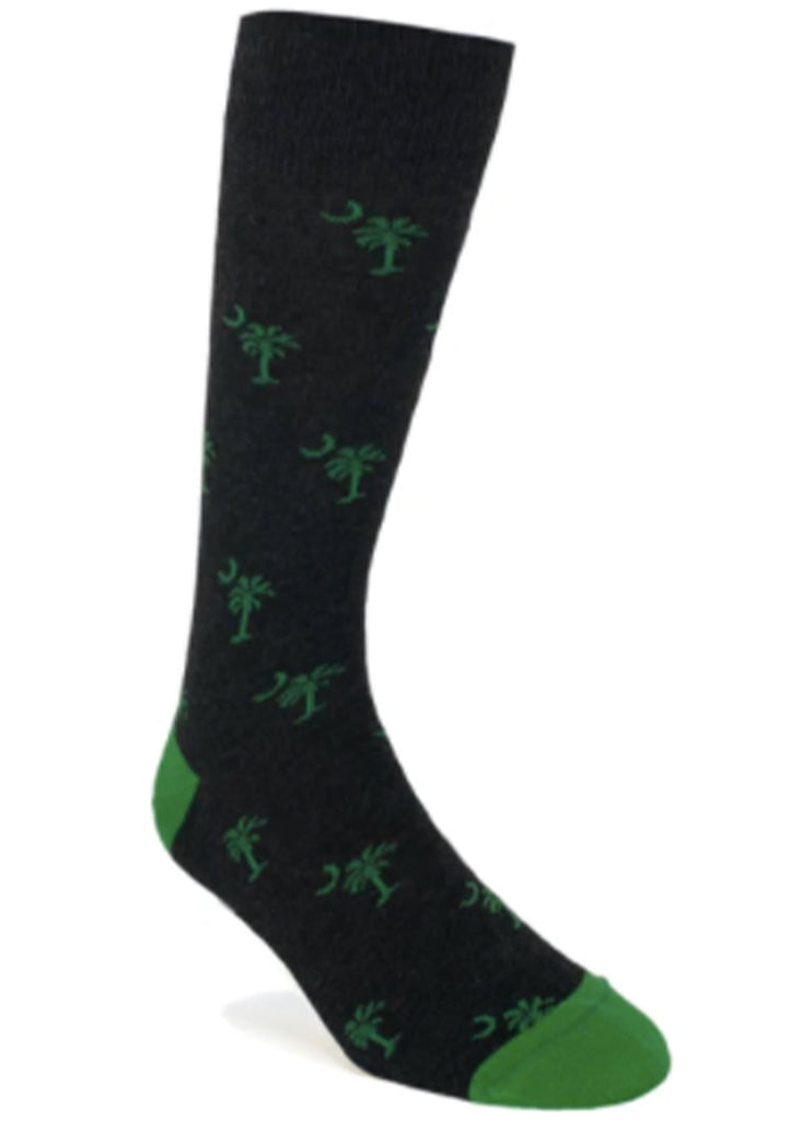 Palmetto Solid Socks | Charcoal and Kelly Green - Jordan Lash Charleston