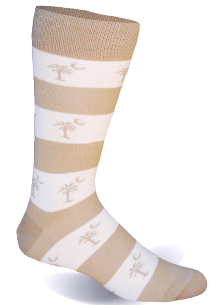 Palmetto Stripe Socks | Ivory and Khaki - Jordan Lash Charleston