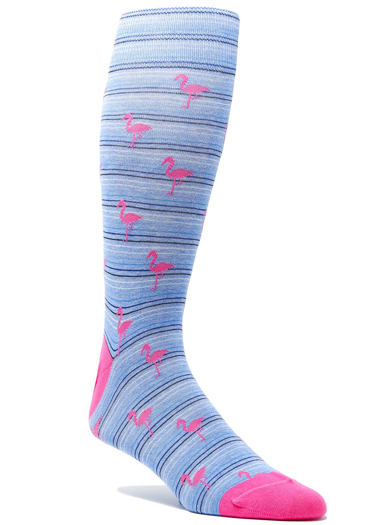 Ell & Atty Flamingo Stripe Sock | Blue and White - Jordan Lash Charleston