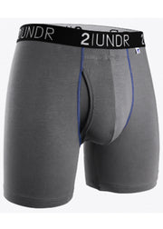 2 UNDR Swing Shift 6 Inch Boxer Brief | Grey and Blue - Jordan Lash Charleston