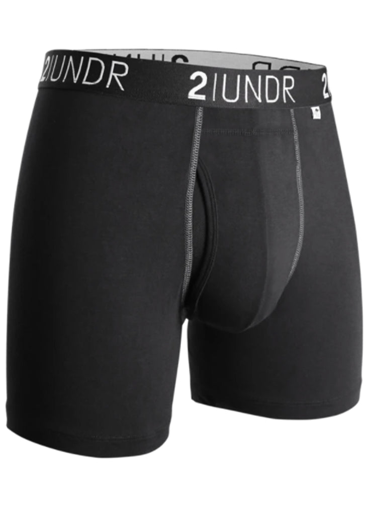 2 UNDR Swing Shift 6 Inch Boxer Brief | Black and Grey - Jordan Lash Charleston