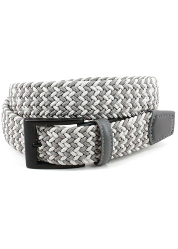 Torino 35mm Italian Braided Stretch Elastic Belt | Grey Multi - Jordan Lash Charleston