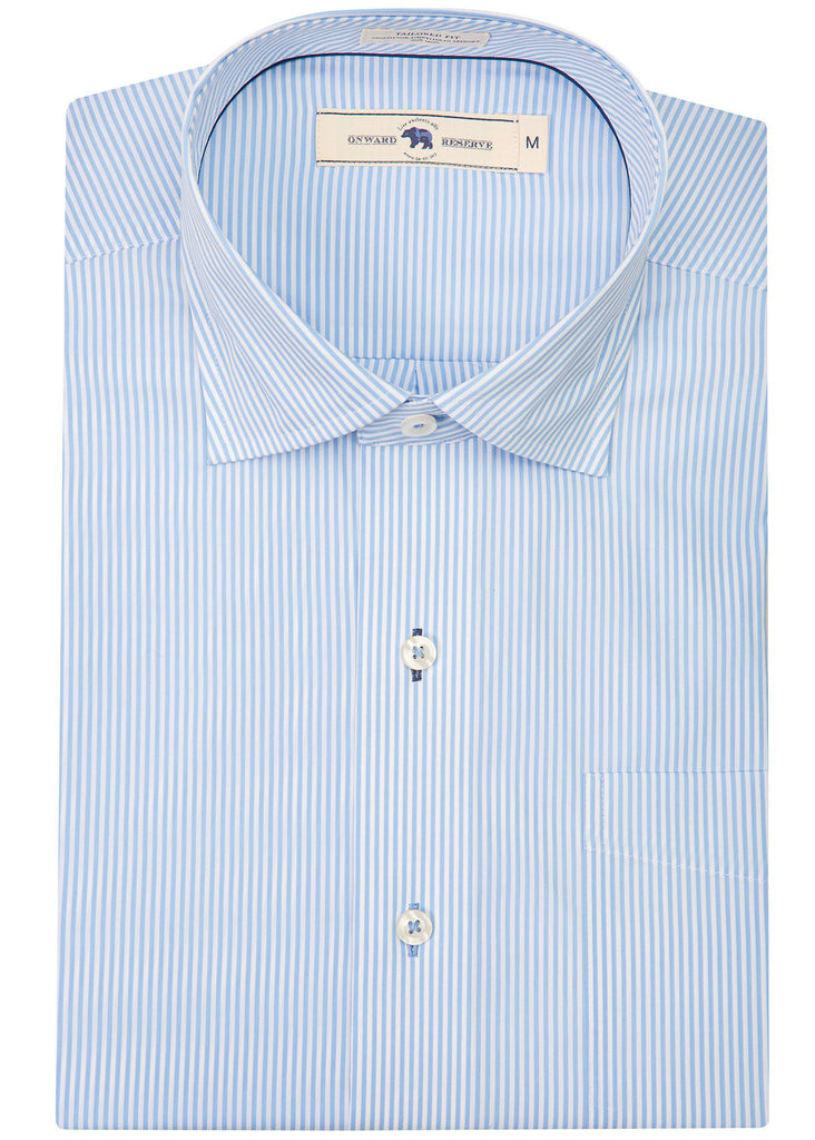 Onward Reserve Quad Tailored Fit Spread Collar Shirt | Light Blue and White - Jordan Lash Charleston
