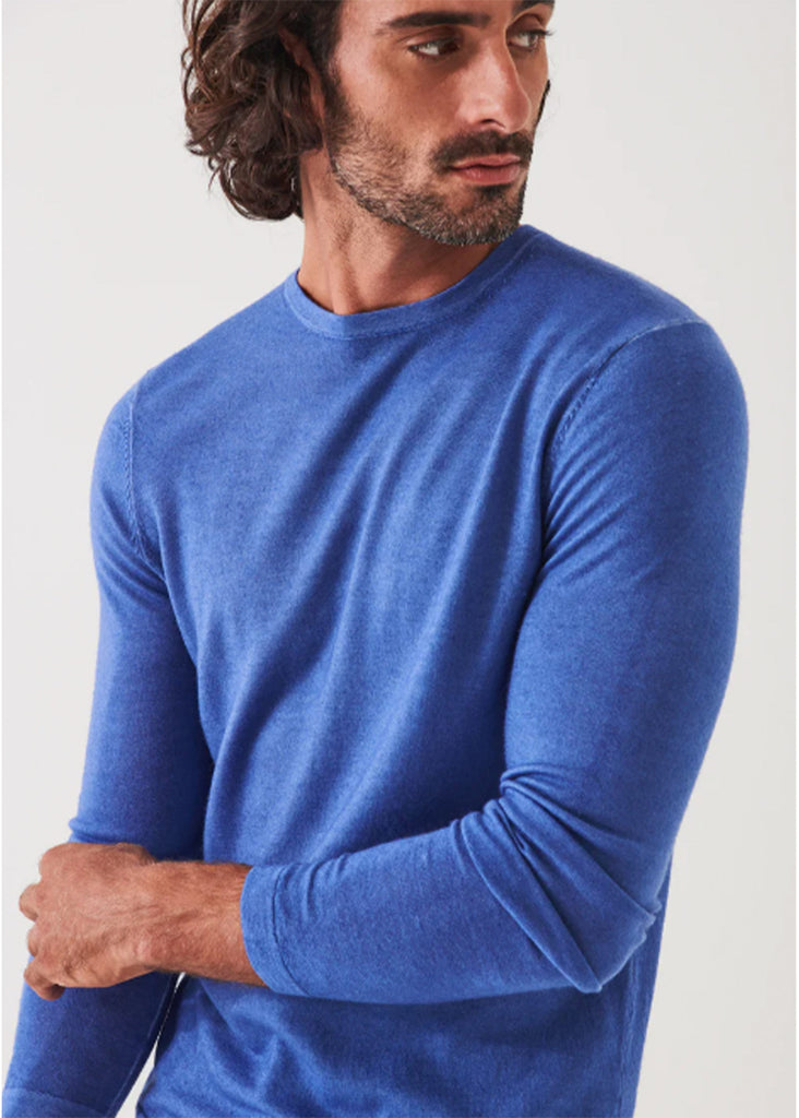 Patrick Assaraf 14GG Vintage Crew Sweater | Marine Blue - Jordan Lash Charleston