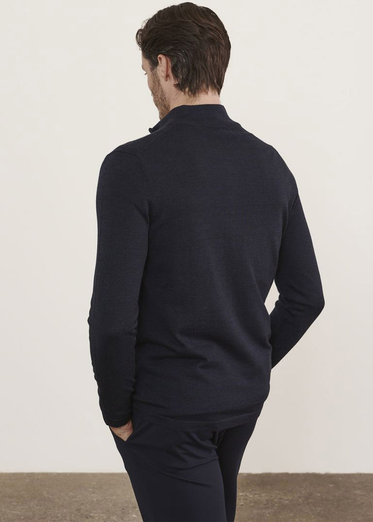 Patrick Assaraf 14GG 1/4 Zip Mock Sweater | Midnight Mouline - Jordan Lash Charleston