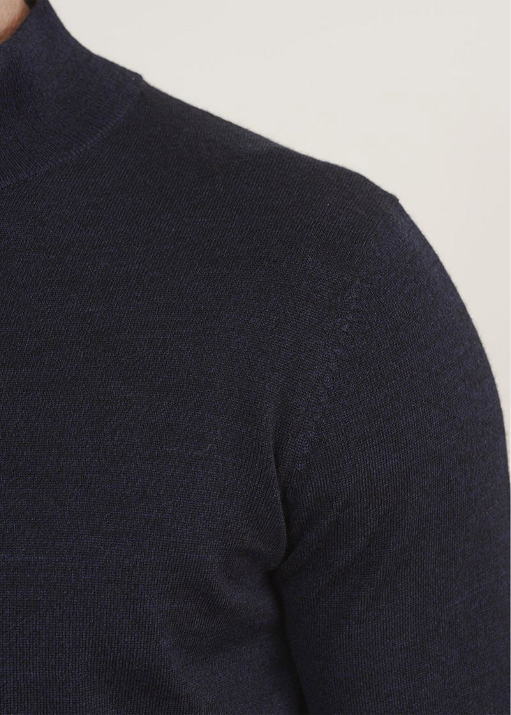 Patrick Assaraf 14GG 1/4 Zip Mock Sweater | Midnight Mouline - Jordan Lash Charleston