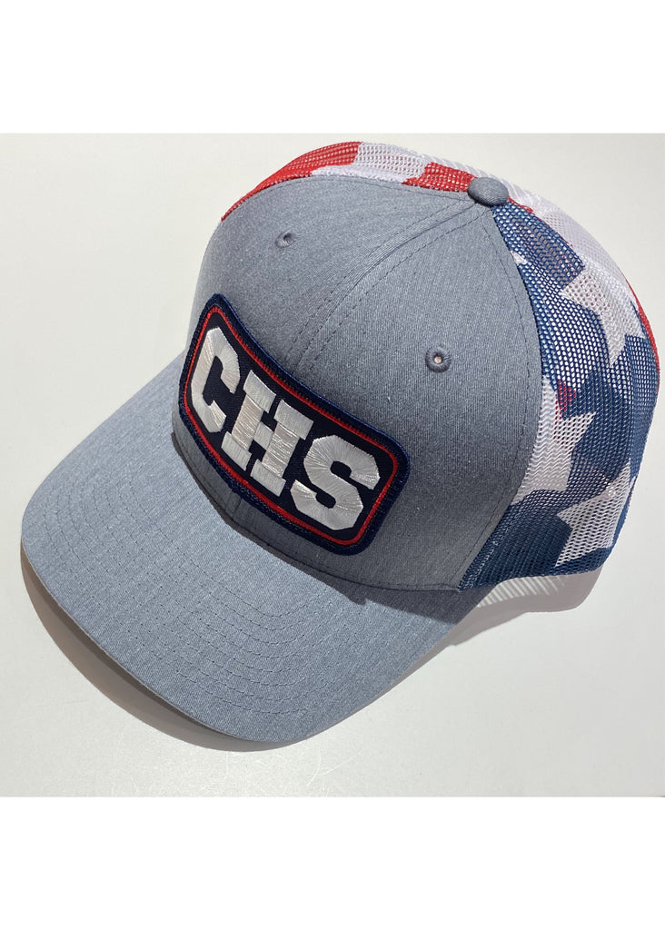 Jordan Lash Charleston CHS Trucker Hat | Heather Grey and American Flag - Jordan Lash Charleston