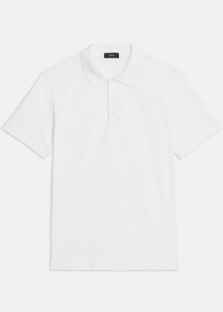Theory Bron Polo Shirt in Cosmos Slub Cotton | White - Jordan Lash Charleston