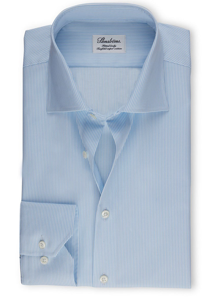 Stenstroms Blue Pinstriped Fitted Body Shirt - Jordan Lash Charleston